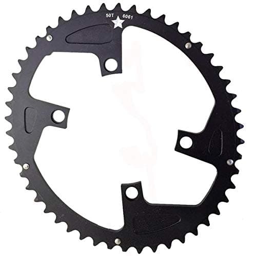 Oval SHARKTOOTH 110BCD 5-Bolt CNC Machined Alloy Black Road Chainring Increased Power Output New (52 Tooth Oval)