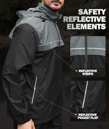 ZITY Men's Rain Jacket Waterproof with Hood Lightweight Windbreaker Jacket for Men Breathable Mesh Raincoat for Hiking Golf