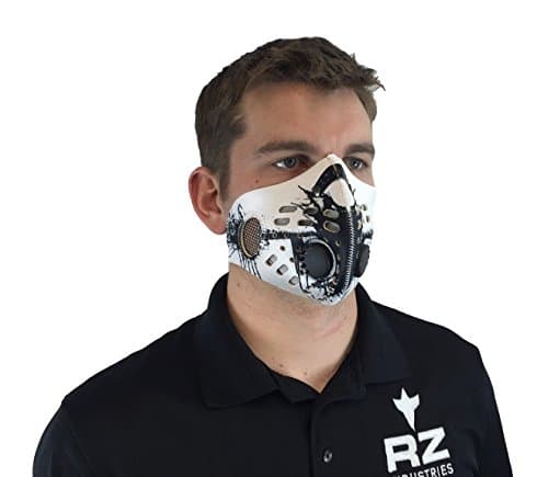 RZ Dust/Pollution Mask Bonus Pack w/5 Laboratory Tested Filters, Model M1, Black Splat, Size XL
