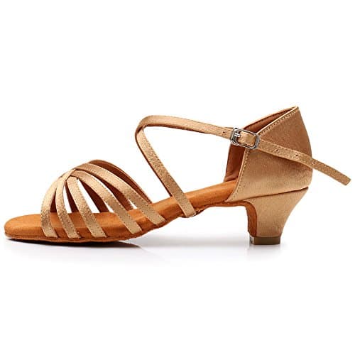DKZSYIM Women's Satin Latin Dance Shoes Ballroom Performance Shoes Model 213