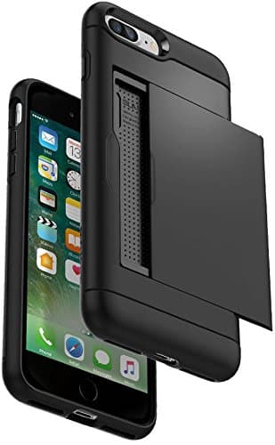 Vatsas 360 Degree Protective Card Holder Wallet Case Cover for Apple iPhone 7Plus, iPhone 8 Plus (Mysterious Black)