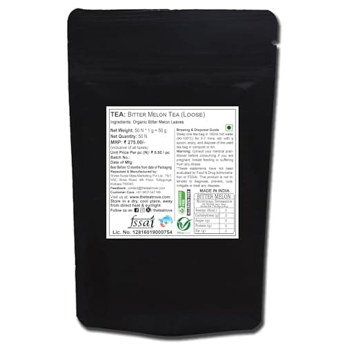 The Tea Trove Organic Bitter Melon Tea, 50g (31 Cups), Earthy Flavor, Hot or Iced