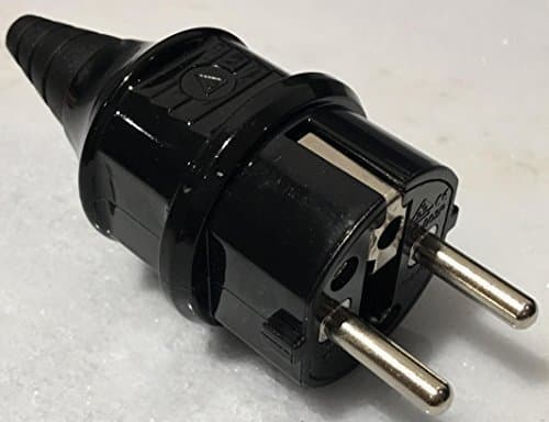 Schuko Plug Industrial Connector Black - ACUPWR-VCS2B - 16A amps 250V Volts Male 2 Pole + Earth CE Certified