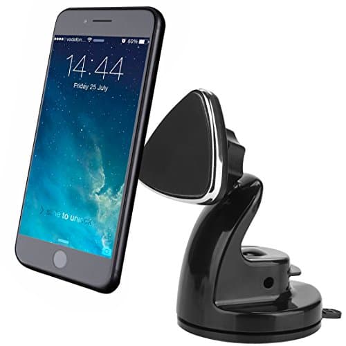 NOVOLAND Universal Magnetic Cell Phone Stand Mount Holder for Car Dashboard Windshield, Strong Magnet Sticky Suction Cup 360 Rotation for iPhone X 8 7 6s Plus 5 Galaxy S8 S7 S6 Note and Others (Black)