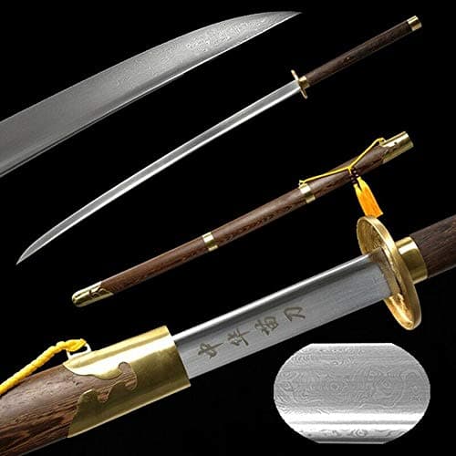 Sharp Pattern Steel Blade Chopping Horse Saber Sword MiaoDao Broadsword 100% Handmade Grinding Polishing Chinese Longquan Sword Sword Jian Sharp Blade Battle Ready