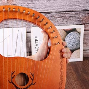 Lyre Harp,16 String Mahogany Lyre Instrument with Tuning Wrench, Replace String Set,Manual Book for Music Lovers (16 String-Deer)