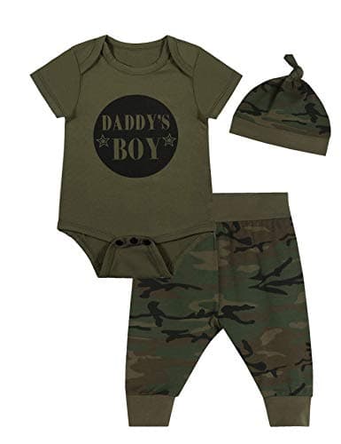 Baby Boys Daddy's Best Buddy 3PCS Outfit Set Romper Camouflage Pants with Hat