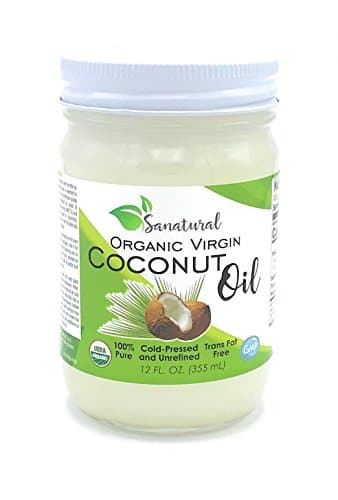 Sanatural Organic Coconut Oil, 100% Pure, Cold Pressed and Unrefined, Virgin Coconut Oil, Non-GMO, Trans Fat Free, 12 fl oz