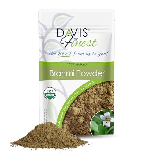 Davis Finest Organic Brahmi Bacopa Monnieri Leaves Powder 100g Chemical-Free Hair Growth Product Strengthening Thinning Hair Breakage Fall Hair Mask for Thicker Hair Split Ends Repair