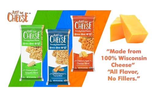 Just The Cheese Bars, Crunchy Baked Low Carb Snack Bars. 100% Natural Cheese. High Protein and Gluten Free, Variety Box (12 Two-Bar Packs)