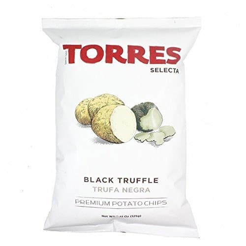 Torres Selecta Black Truffle Potato Chips, Old-Fashioned and Handcrafted Patatas Fritas - Certified Gluten Free, Non GMO, No Preservatives - 4.41 ounces (125g) Per Bag (Pack of 6)