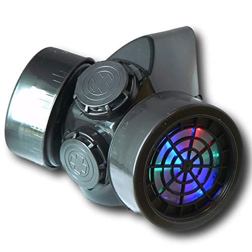 Men's LED Black Framed Steampunk Gas Mask (One Size, RGB Lights W/ Dust Filters)
