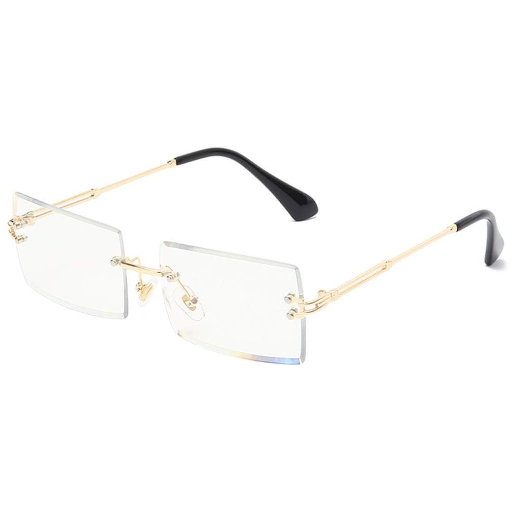 Long Keeper Rimless Rectangle Sunglasses UV400 Protection Antiglare Fashion Frameless Square Glasses for Women Men