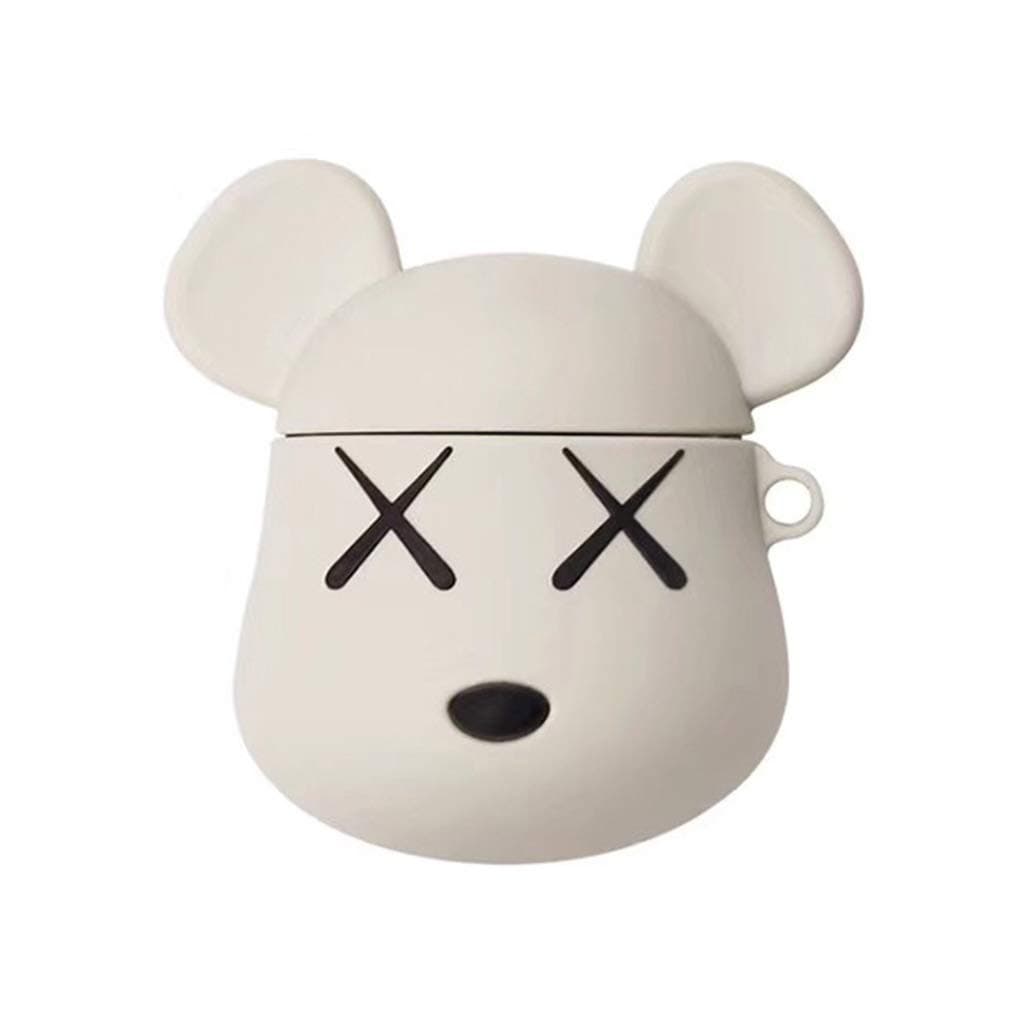 VvXx Practical Generous&Design Fashion Cute Bear Soft Silicone Wireless Bluetooth Earbuds Headset Case Protctive Cover Box for Apple Airpods 1/2 Earphone Accessories (White)