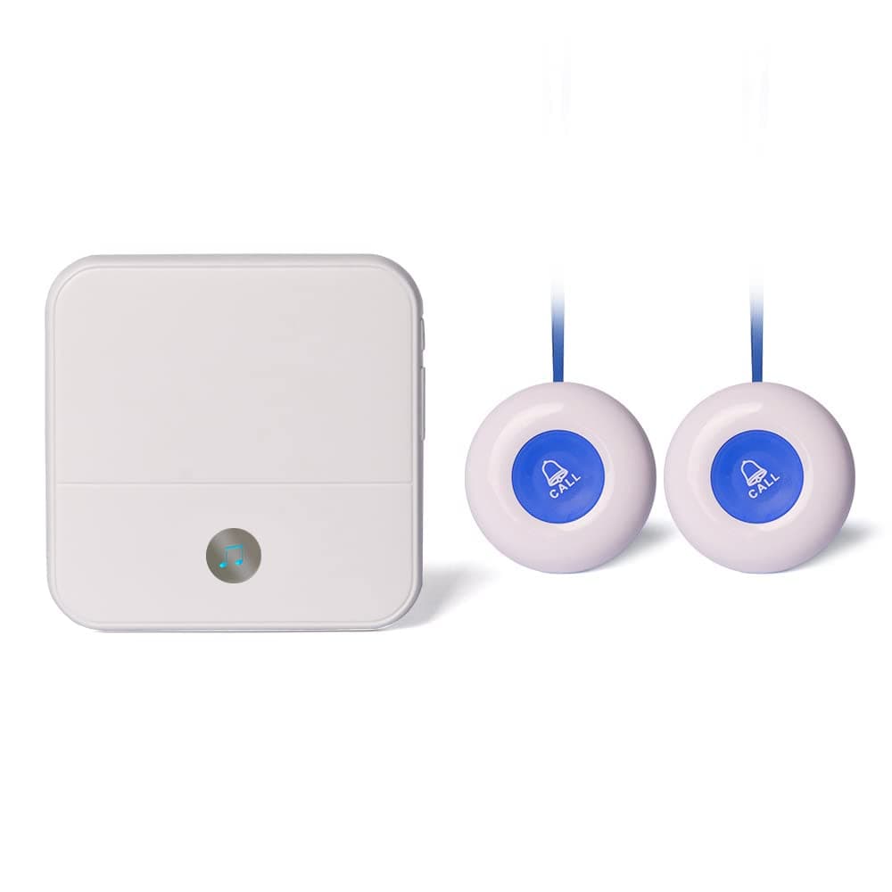 Wireless Caregiver Pager Call Button Personal Help Alert Button for Elderly Patients at Home 2 Waterproof Transmitters 1 Plugin Receiver