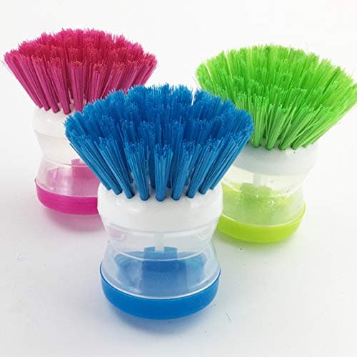 Aryshaa Plastic Cleaning Brush with Soap Dispenser (Multicolour, Standard)-3 Pieces