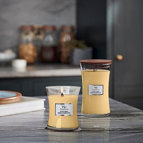 Woodwick Medium Hourglass Scented Candle | Seaside Mimosa | with Crackling Wick | Up to 60 Hours Burn Time
