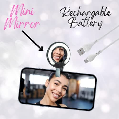 Onyx Professional Self Aware Selfie and Makeup Mirror with Universal Clip, Attaches to Cell Phone, Locker and More