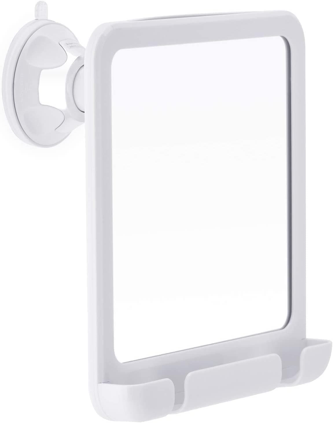 2019 Shatterproof Fogless Shower Mirror with Razor Holder and Hot Water Basin