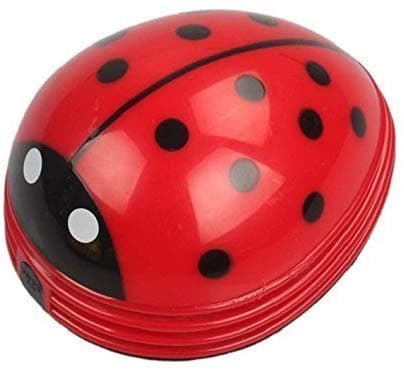 Turnwin Cute Portable Beetle Ladybug Cartoon Mini Desktop Vacuum Desk Dust Cleaner(Red)