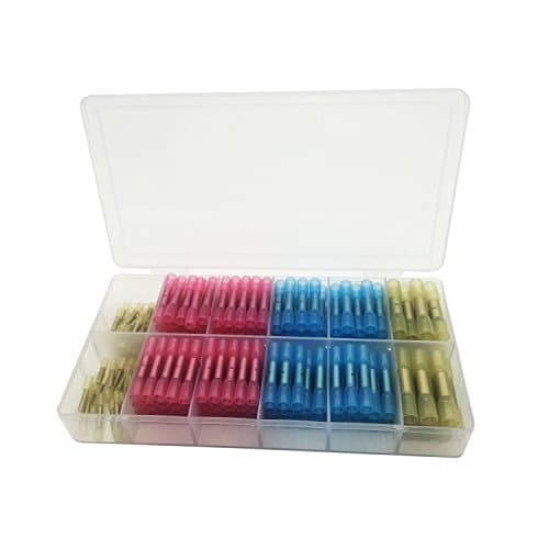 YIYATOO 200pcs Heat Shrink Wire Connectors Waterproof Electrical Terminals Kit Insulated Butt Splices Marine Automotive Terminals Set, 10-24 AWG Wire Connector Kit (3 Colors / 4 Sizes)