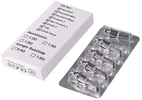 MANVAPOUR - Genuine KANGERTECH V2 Upgraded Dual COILS - for PROTANK 3 / AEROTANK Mini MEGA Giant EMOW/GENITANK / T3D / EVOD 2 (1.8 Ohms Ω, Pack of 5)