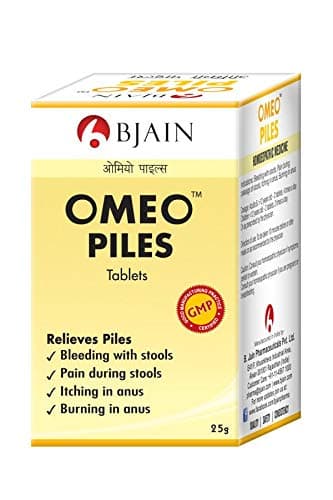 BJain Omeo Piles Tablets for Bleeding, Itching, Burning of Hemorrhoids. Pack of 3