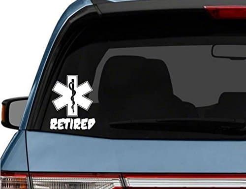 StickerLoafBrand CUSTOM RETIRED PARAMEDIC car truck Laptop Decal Sticker decals sticker EMT EMS MEDIC PARAMEDIC FIREFIGHTER Fire Medic Rescue Ambulance Star of Life