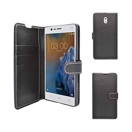 Mobile Phone Case Cover Compatible For Nokia 3 Wallet Flip Stand Card Slot PU Leather Magnetic Closure Case Cover In Black