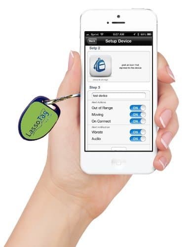 LassoTag iBeacon – Green: Bluetooth Low Energy (BLE) Tracking Beacon making Valuables Smarter for iOS / iPhone / iPod / iPad.