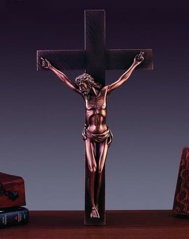 Bronze Plated Crucifixion Jesus Christ on the Cross Statue