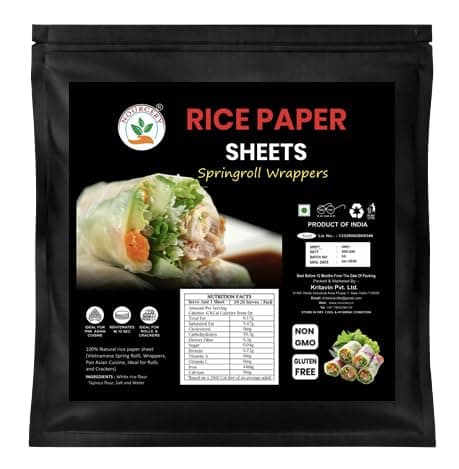 Nourcery Rice Paper Sheets 200g | Gluten-Free Spring Roll Wrappers, 22cm | for Fresh Rolls, Fried Wraps, Dumplings & Vietnamese Dishes.