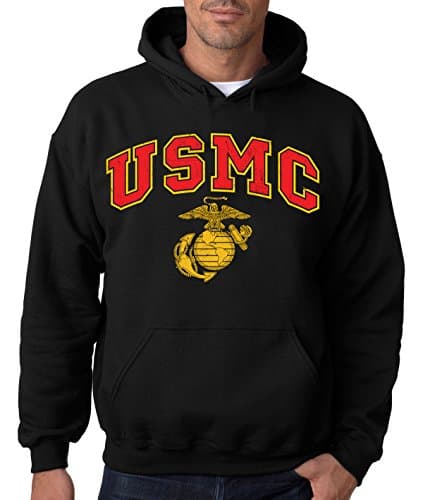 Rock City Threads USMC Marines Black Hoodie (3X-Large) Apparel