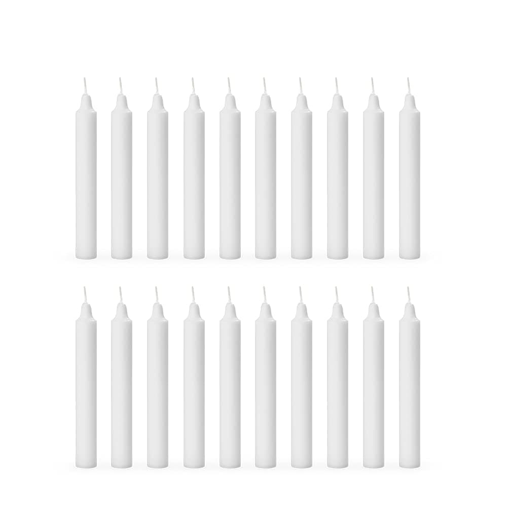 Aura Decor Unscented Pure Wax Stick Candle Pack of 20 (White)