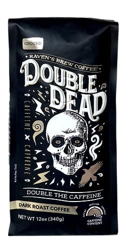 Raven's Brew Coffee High Caffeine Coffee Dark Roast Ground - Double Dead 12oz