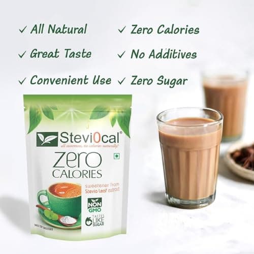 Stevi0cal Stevia Sweetener Powder | 100% Sugar Free Natural | Zero Calorie for Weight Management, Diet, Diabetic Friendly | 350 gm Jar - Pack of One (1 x 350 gm)