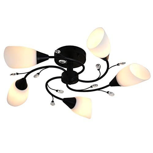Semi Flush Mount Ceiling Light Fixture - FINXIN FXCL22 Modern Black Painting Pendant Light for Bedroom,Hallway,Kitchen and Dining Room (Old Structure)