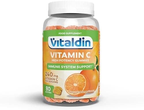Vitamin C Gummies – 240 mg per Serving - 80 Chewable Gummies (40 Days’ Supply); Orange Flavour – Gluten Free Gummy – for Kids & Adults