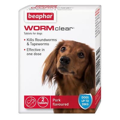 SIPW Vet Strength WORMclear Dog Puppy Worming Wormer Tablets kills Roundworm Tapeworm (2 Tablets)