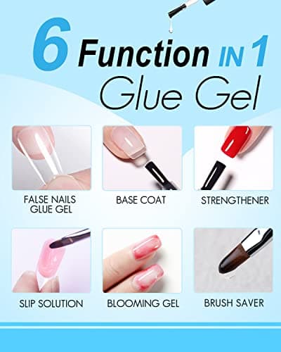 Gelike EC Medium Almond Soft Gel Full Cover Tips Kit with 6 in 1 Nail Glue Gel