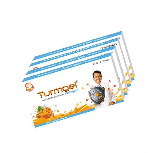 Turmgel Mentholyptus 40 Lozenges | Turmeric Lozenges | Higher Absorption than Turmeric Capsules | Tackles Viral Cough, Cold & Sore Throat | Enhances Immunity | Ayush Certified (Pack of 4)