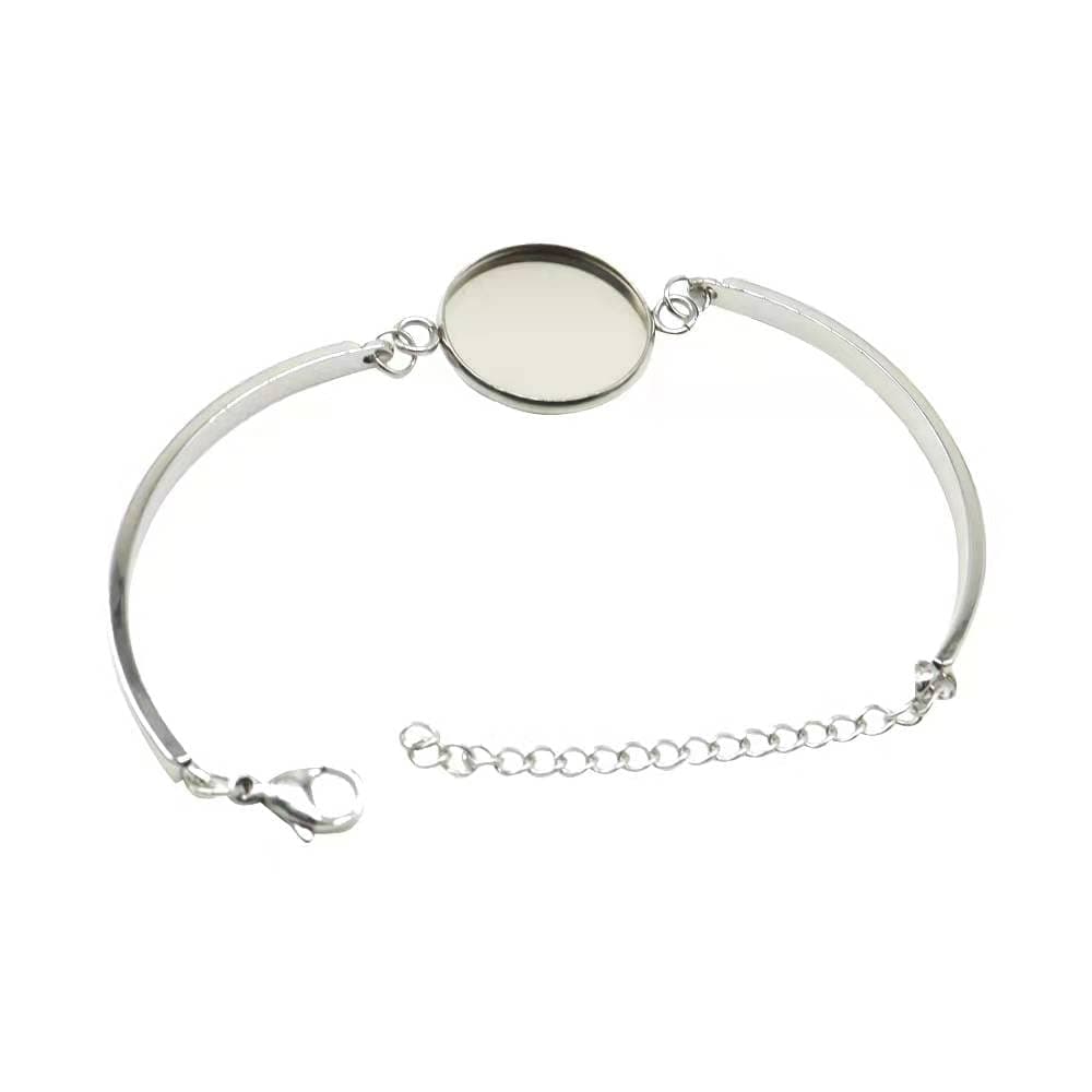 SHUNAE 10pcs Stainless Steel Bangle Settings 20mm Round Cabochon Resin Bracelet Blank Base Trays Bracelets diy Making