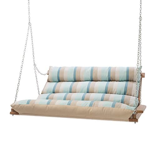 Hatteras Hammocks Gateway Indigo Deluxe Sunbrella Cushion Swing, Handcrafted in The Carolinas, Features Cumaru Wood, Accommodates Two People with an 450 Pound Weight Capacity