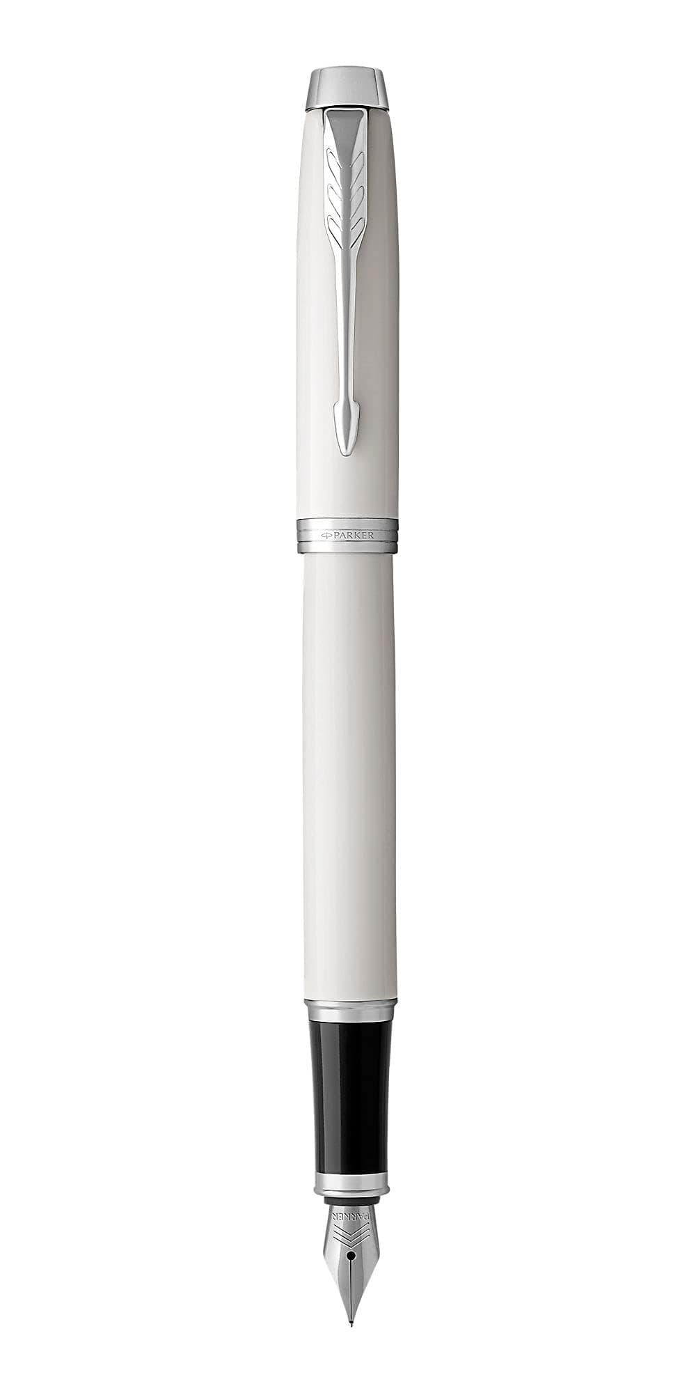 IM Rollerball Pen, White Lacquer with Fine Point Black Ink Refill (1931674), White and Chrome