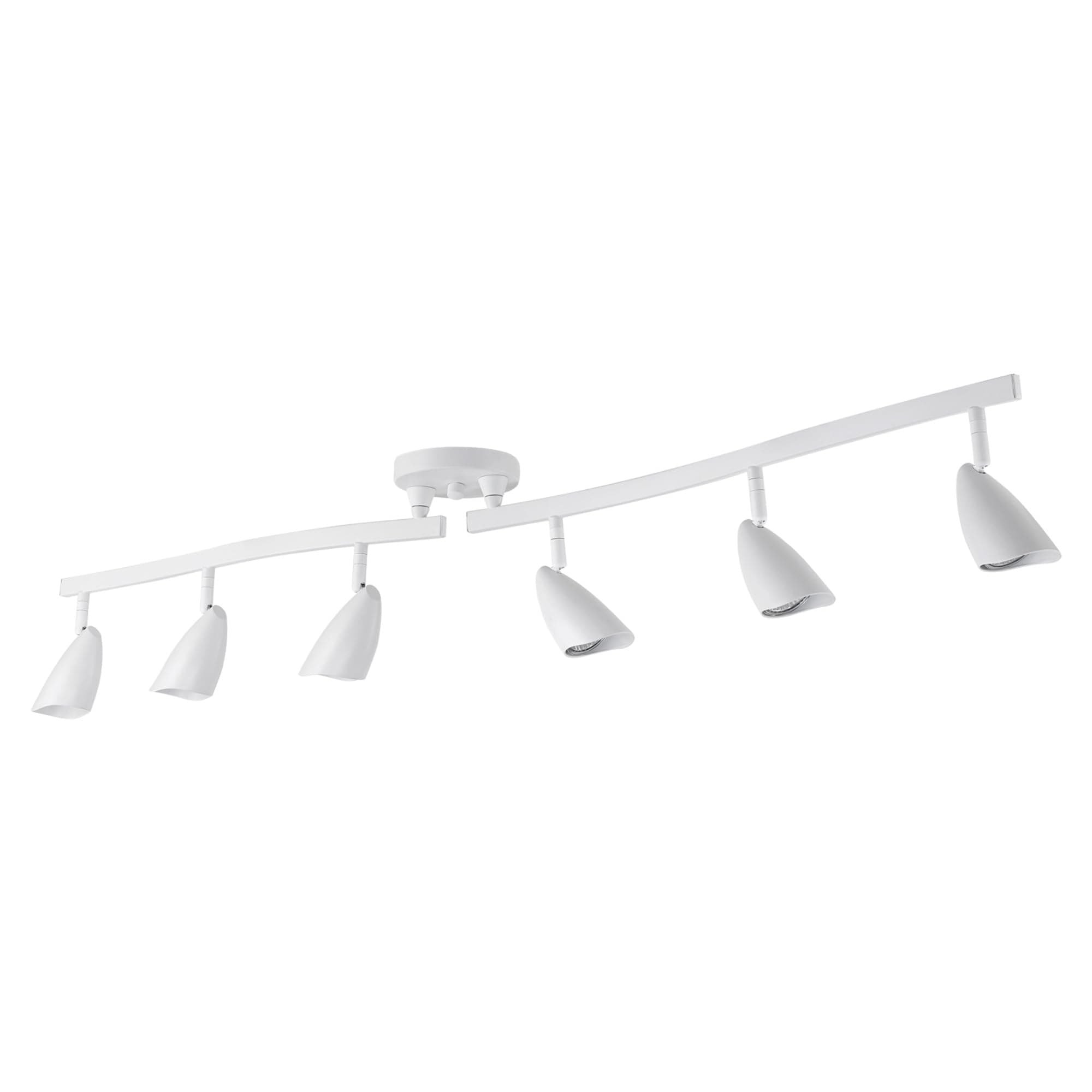 59353 Grayson 6-Light Adjustable S-Shape Track Lighting, White Color, Matte Finish, 8.66", Bulbs Not Included