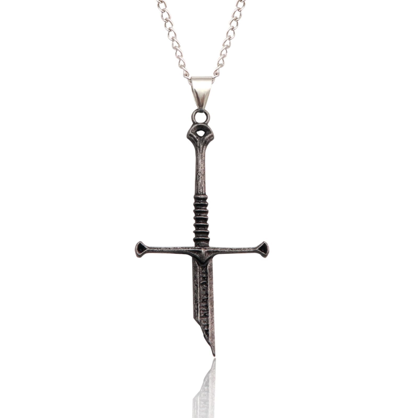 Narsil Broken Sword Necklace - LOTR Lord Power Pendant - Gothic Cosplay Jewelry Accessories Gift for Man Woman Fans