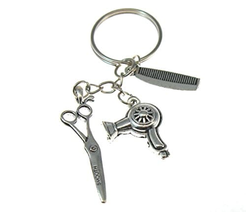 FTH Hair Stylist Dryer,Comb,& Scissor Key Chain.Perfect Hair Stylist Gift!