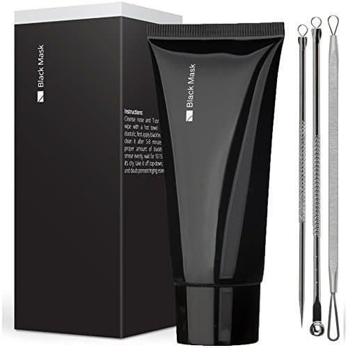 Premium Blackhead Remover Kit - Purifying Peel Off Facial Black Mask + 3 Stainless Steel Comedone Extractor Tools for Blackheads, Whiteheads - Best Mud Pore Cleansing Mask
