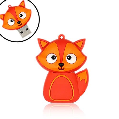 QICAIHU Novelty Fox Shape Design 16GB USB 2.0 Flash Drive Cute Memory Stick Thumb Drive Data Storage Pendrive Cartoon Jump Drive Gift