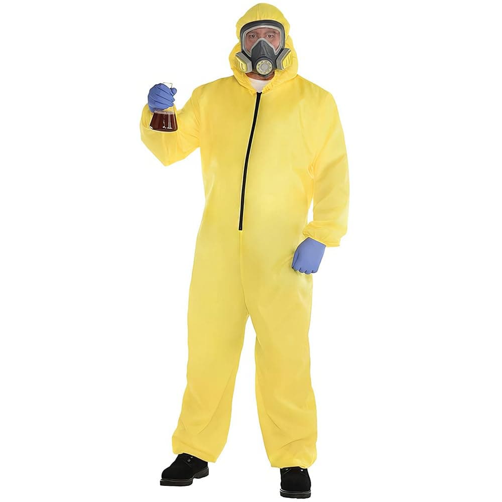 Yellow Hazmat Suit Set For Adults (Includes Jumper & Mask) - Safe to Use Gas Mask Costume